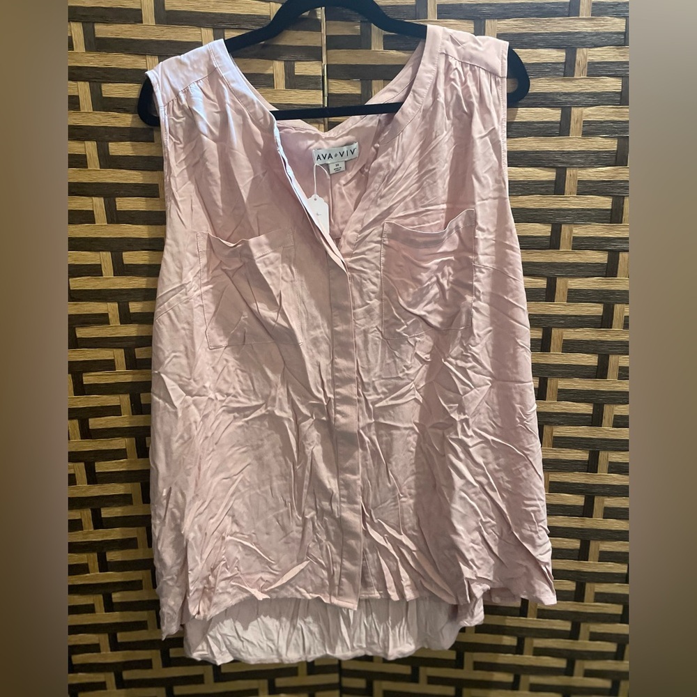 AVA & VIV pink sleeveless button top women’s 3x plus